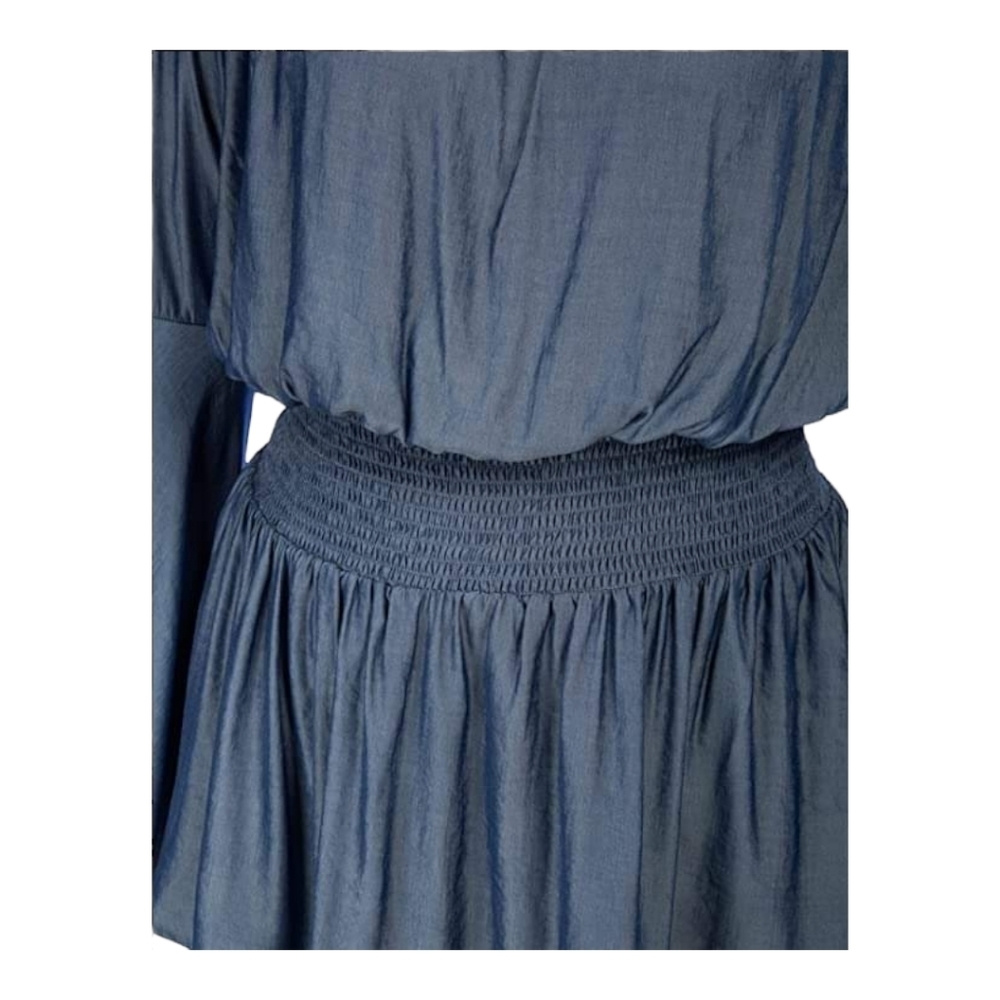 HANNA Nikole Women's Plus Size Blouse Off Shoulder Trumpet Sleeve Peasant - Picture 3 of 5